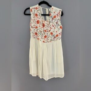 Forever 21 Cream Dress with Floral Embroidery